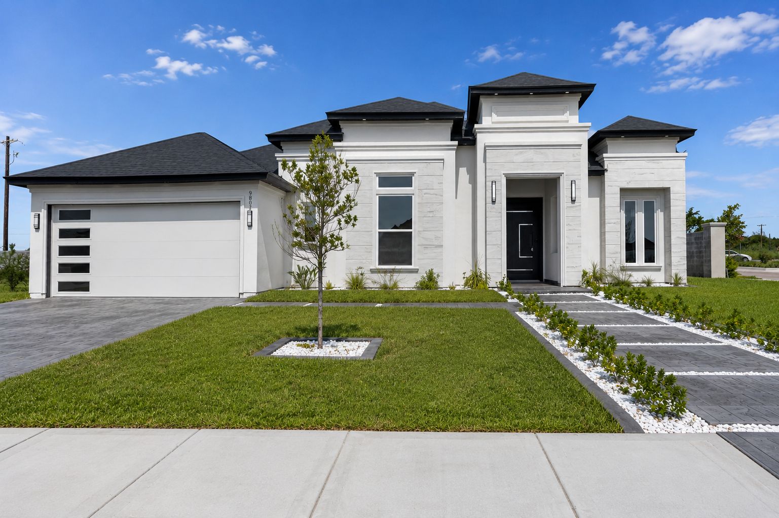 Front elevation with garage